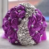 Bridal Wedding Bouquet Newest Crystal Brooch Wedding Accessories Bridesmaid Artifical Satin Flowers Bouquets299J