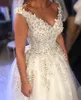 Robe de bal vintage robes de mariée arabes 3D fleurs appliquées perles dos nu robes de mariée Vintage chapelle train grande taille robe de mariée
