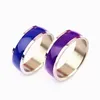 wholesale bulk lot 36pcs 6mm real stainless steel mood fashion jewelry rings Multicolor change color brand new Inside Polished