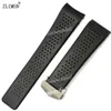 Titta på Band Zlimsn Sport Watch Bands 22mm 24mm Watchbands Black Diving Silicone Rubber Holes Watch Band Rand Black Golden Watchban266a