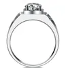Męska księżniczka Cut Symulowany diament 925 Srebrny pierścionek zaręczynowy biżuteria ślubna SZ 6-10 Prezent
