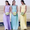 Abiti da damigella d'onore lunghi in chiffon di pizzo Abiti da damigella d'onore per feste di matrimonio in campagna da spiaggia vestido longo abiti da damigella d'onore Country Western Capped