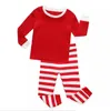 Höst Winter Toddler Kids Långärmad Röd Set Baby Boys Girls Striped Outfits Christmas Pyjamas Sleepwear Set