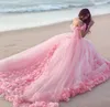 Charming 2019 Pink Quinceanera Dresses Sweet 16 Dresses Off The Shoulder Neckilne Princess Ball Gown Cinderella Prom Dresses with Flowers