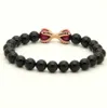 1 Stück Naturstein mit Rosen-Tigerauge-Perlen, Mikro-Inlay, schwarze CZ-Perlen, Adlerklaue-Perlenarmbänder