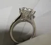 4Carat European and American Style Sona syntetiskt diamantengagemang eller vigselring 925 Äkta Sterling Silver Jewelry Ring PT950 stämplade