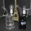 Стеклянные нефтяные буровые установки Bong RECYCLE DRUM 14 мм ногтя и купол 6,6 "кальяны Dab Clear Black на выбор