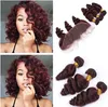 Onda solta # 99J Vinho Tinto Cabelo Humano Brasileiro Tece com Rendas Frontal 4 Pcs Lot Cabelo Virgem Borgonha 3 Pacotes com 13x4 Cheia Do Laço Frontal