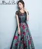 Modabelle Drukuj Kwiatowe Długie Suknie Wieczorowe Vestidos de Noche Largos Elegansy Krótkie Rękawy Koronki Prom Dress Vestido Dde Noche