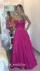 2019 Fuchsia Farbe Abendkleid A-Linie ärmelloses langes Abendkleid Partykleid Plus Size Vestidos de Festa