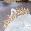 Whole Wedding Bridal Headpiece Hair Accessories Gold Beaded Headband Princess Crown Tiara Queen Jewelry Crystal Rhinestone Hea2498826