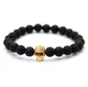 Hot Sale 1PCS Retail Mens Jewelry 8mm Natural Stone Beads with Micro Inlay Zircon Skull Bracelets