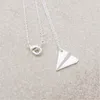 Hot sell hippie chic paper airplane pendant necklace Bohemian fashion women Neclaces 2016 ms thin necklace festival best gift