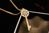 Klassisk ihålig zirkonhalsband hänge guldpläterad kedje choker halsband vintage nyckelhänge halsband för kvinnor party costum1838