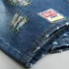 Wholesale-Jean Shorts Men Fashion Hole Jeans European Street Style Appliques Design Plus Size 28-38 MKN611