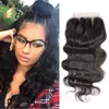 3 parties 4x4 HD Swiss Lace Closure vague de corps humain avec des cheveux de bébé péruvien brésilien indien malaisien