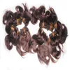 1 кг / лот цветной коричневый 8-дюймовый бразильский человеческие наращивания волос 30 шт. Массовое количество необработанные волны Weave Хороший блеск 7А класс