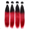 Braziliaans steil haar Weave Ombre Menselijk Haar Inslag Two Tone Color 100 Peruvian Hair Bundels 1B / 27 1B / 30 1B / 99J 1B / Rood