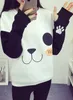 Vente chaude Kawaii Harajuku Sweat Femmes Dessin Animé Panda Imprimé O-cou À Manches Longues Lâche Mode Casual Outwear 2017 Nouveaux Hoodies