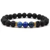 Naturlig svart lava stenarmband Chakra Healing Balance Beads Essential Oil Diffuser Armband för män Kvinnor Stretch Yoga Smycken