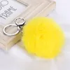 Real Rabbit Fur Ball Car Key Chains Multi Color Rabbit Fur Balls Pendant With Silvery Chain Car Key Rings Soft Fur Ball