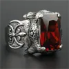Bague en pierre du rhin rouge, nouveau Design, énorme, en acier inoxydable 316L, bijoux à la mode, fleur, couleur bleue, pierre claire, rubis, 3 pièces/lot