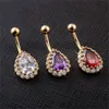 Big Diamond Water Drop Navel Rings Clear Body Surgical Piercing Jewelry Steel Navel Ring Belly Button Bar Star New