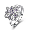 Совершенно новый смешанный стиль моды фиолетовый драгоценный камень 925 серебряное кольцо EMGR27, лепесток круглое кольцо из стерлингового серебра 10 штук много