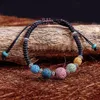 Fashion Colorized Natural Lava Stone Bracelet Perfume Essential Oil Diffuser Bracelet Adjustable Ethnic Woven Rope Accessories Jewelry Women