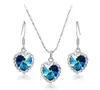 Titanic Women Österrike Crystal Heart Necklace Drop Earrings Smycken Set Ocean Heart Crystal Set Fashion Crystal Smycken