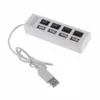 USB 2.0 Real High Speed ​​4 Port Four Power On/Off Switch LED USB Hub för PC Laptop Notebook Support 1TB HHD Flash Drive