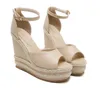 2012 Chic Summer Beige Color Straw Woven Wedge Sandal Platform Heels Pink White Black Beige 2018 Size 34 To 40