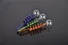 multi-color glass pipe helix coil Mini Smoking Hand Pipes Curved Handle water pipes oil Burner