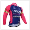 Vinter Fleece Thermal Cycling Long Jersey Ropa Ciclismo + Bib-byxor 2015 Lampre Merida Pro Team Bue 3D Gel Pad-Pick-storlek: XS-4XL S038