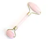 Natural Chakra Rose Quartz Carved Reiki Crystal Healing Gua Sha Beauty Roller Facial Massor Stick With Eloy Gold-Plated