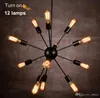 Loft satellit led taklampor svarta ljuskronor vintage led droplight E27 Edison industriell belysningsarmatur 12/18/20 lampor