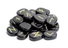 25 Pieces Natural Black Obsidian Carved Crystal Reiki Healing Palm Stones Engraved Pagan Lettering Wiccan Rune Stones Set with a F9147368