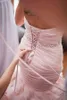 Gorgeous 2016 Blush Pink Organza Mermaid Wedding Dresses Cheap Spaghetti Ruched Ruffles Fish Tail Chapel Bridal Gowns Custom Made EN414