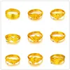 Online for sale fashion women's 24k gold plate ring 10 pieces a lot mixed style,dragon section hollow yellow gold plated rings DFMKR1