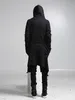 New Fashion Long Trench Coat Men Hip Hop Black Hoodie Jacket Mens Casual Wool Overcoat Hooded Manteau Homme Cappottob2u8