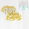 Glitter Happy Birthday Flag Cake Topper Decoration Party Favors Sticker Decor Banner Card Birthday Cake Accessory G10362652
