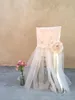 2016レース3Dフラワーウェディングチェアサッシヴィンテージロマンチックなチュールチェアカバーの花の結婚式用品安い結婚式のアクセサリー