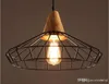retro loft led industriell pendnat belysning trä hängsmycke ljuskrona bar kök hem dekoration e27 Edison ljus armaturer järn remskiva lampa