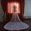 New Soft Tulle Romantic One Layer Flower Applique Edge With Comb Pearls Lvory White Wedding Veil Cathedral Bridal Veils Three Metres Long