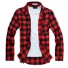 Partihandel-Hot Sale 2016 Summer Causal Långärmad Plaid Men Tröjor Now-down Collar Single Breasted Chemise Homme Mens Klänningskjorta