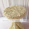 1PCS 3D Ruffled Cream Leaf Shape Taffeta Table Cloth 132'' Round For 80CM Cocktail Cover Decoration