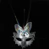 rain fiber hair mask colorful butterfly light Mask Masquerade Party Princess Led Rave Toy