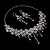 Sparkly Bling Crystals Diamond Necklace Jewelry Sets Bridal Earrings Rhinestone Crystal Party Wedding Accessories225S