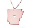 Collana personalizzata Arkansas, carta per collana personalizzata, gioielli in oro placcato con carta, personalizzato con una condizione cardiaca