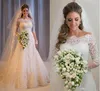 Designer Vintage Lace Bröllopsklänningar Av Skulder Långärmad Billiga Sequins Beaded Beach Backless Bridal Gowns 2016 Ny HT111